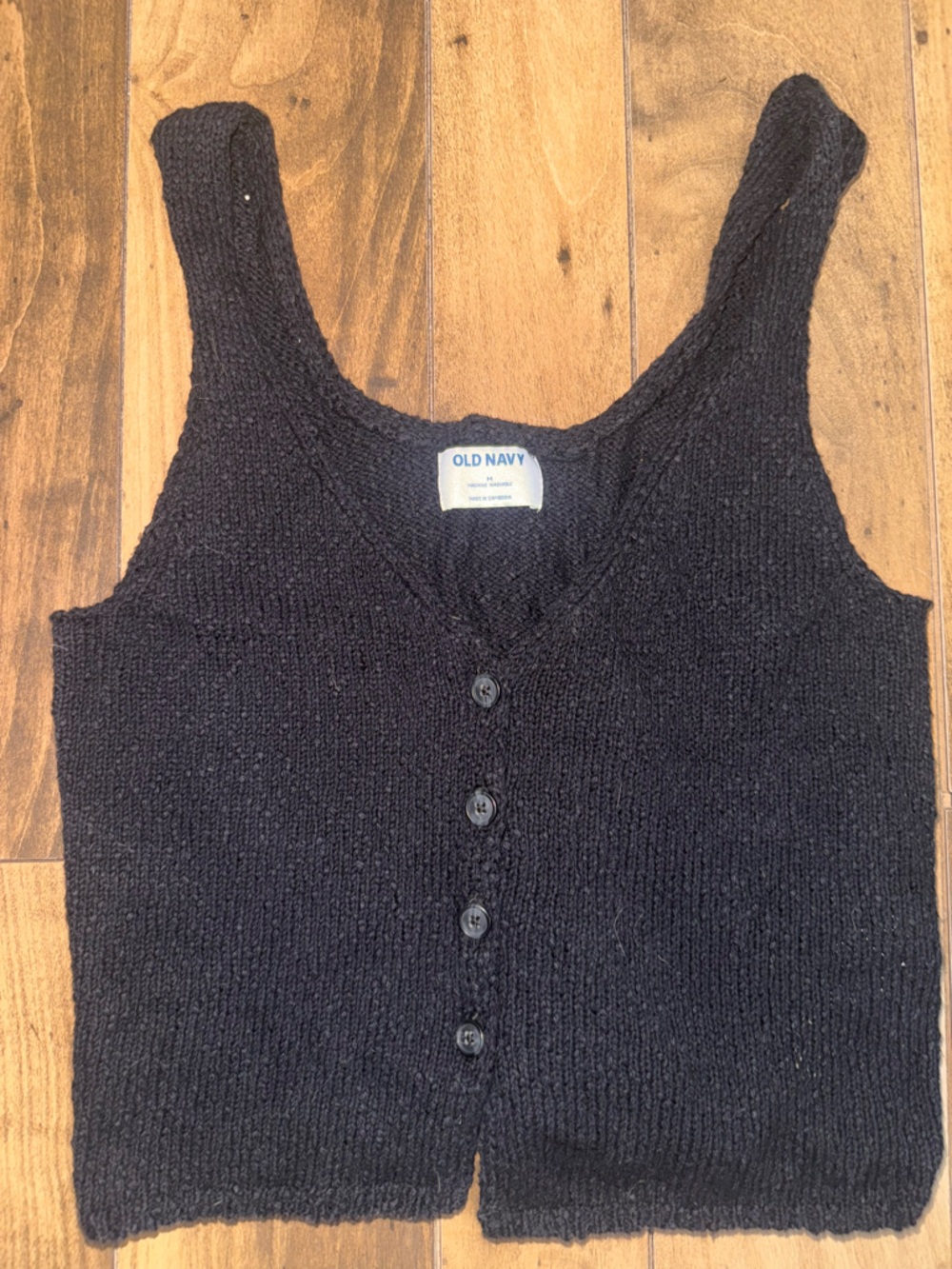 Old Navy Black Knit Button-Front Tank Top